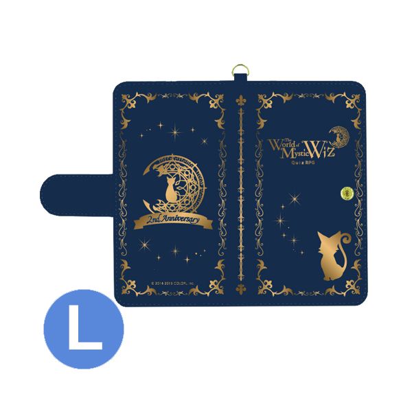 グッズ クイズrpg 魔法使いと黒猫のウィズ 手帳型スマホケース 2周年記念バージョン L キャラバン キャラアニ Com