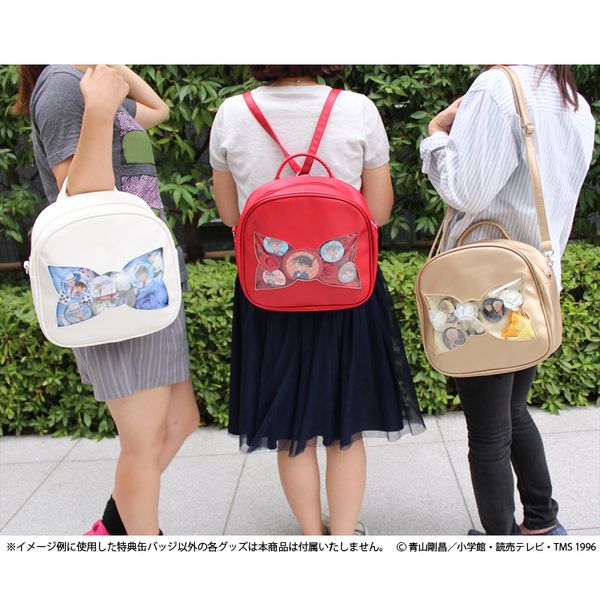 アパレル 名探偵コナン 蝶ネクタイ型 3wayリュック 灰原ver パープル 缶バッジ付き キャラアニ キャラアニ Com